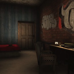 A graffiti stained room to try and escape from